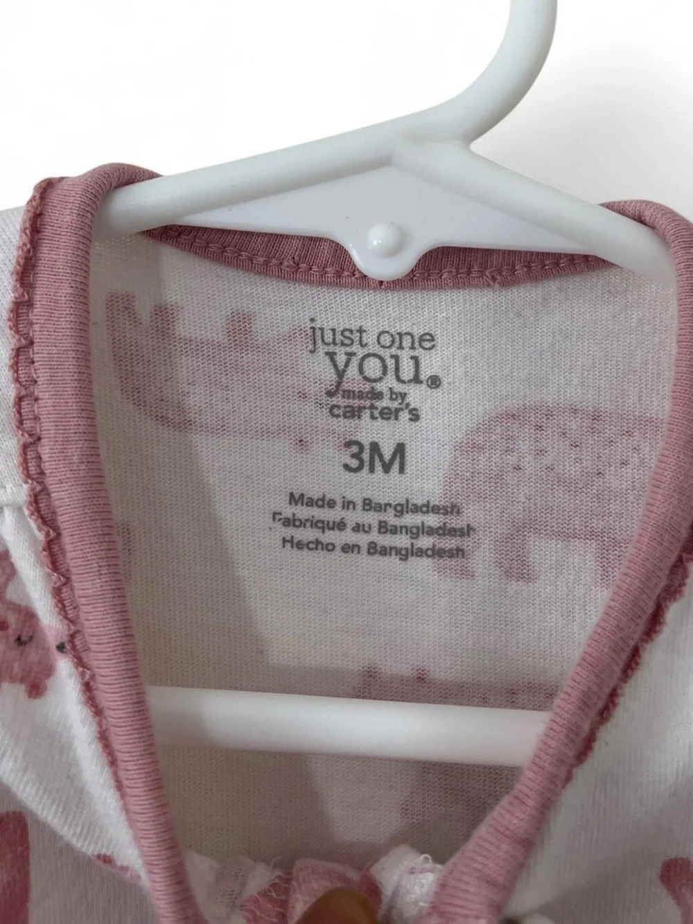 3M Girl One Piece Carter’s Pink Bear Footie Coverall
